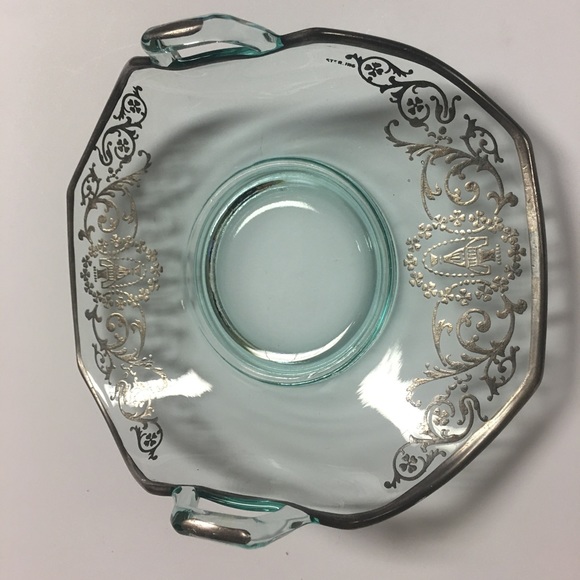 Vintage Handcrafted Teal Glass Bonbon Server - Picture 5 of 12